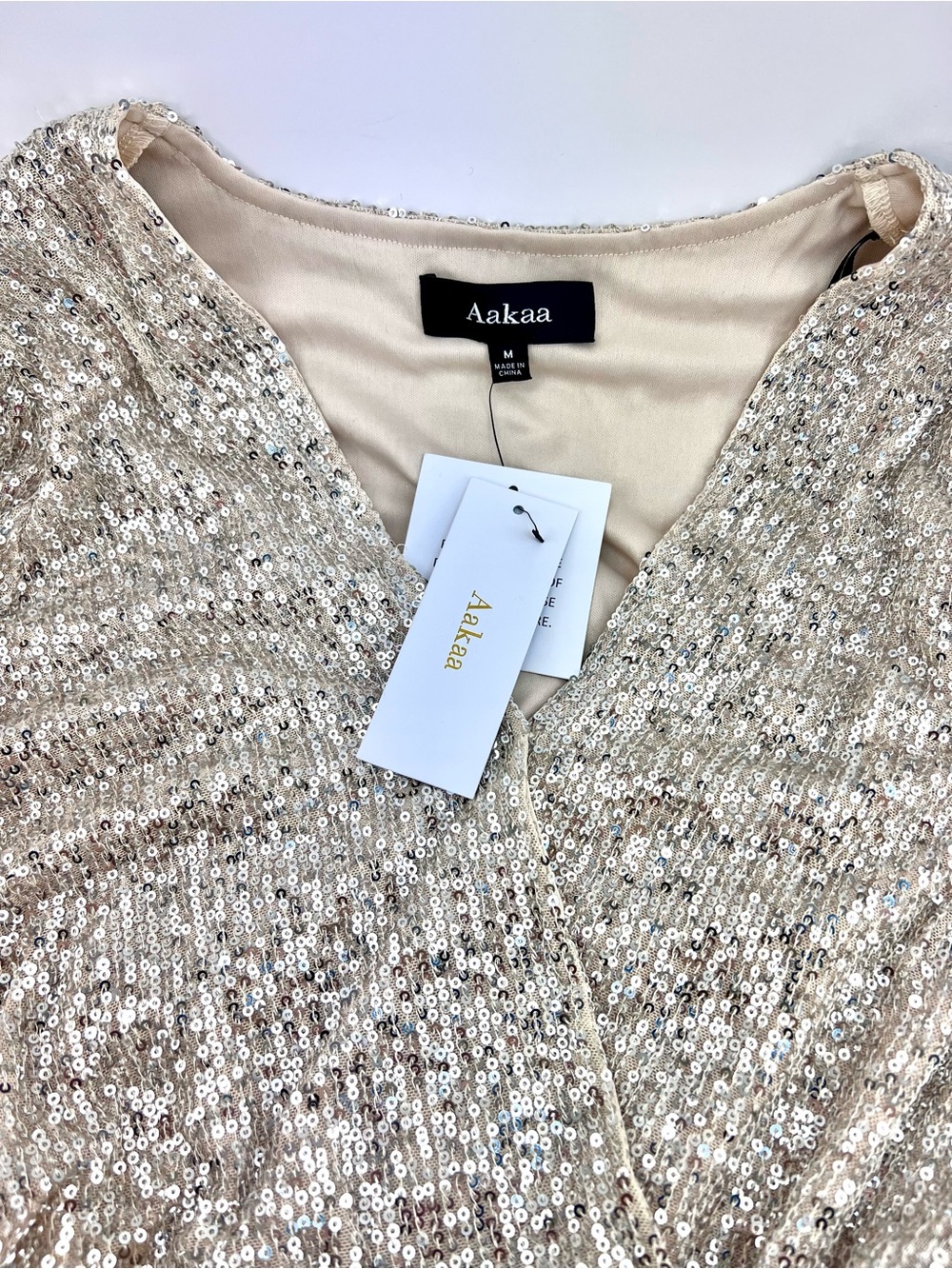 Aakaa Silver Sequin Wrap Romper - Picture 7 of 8